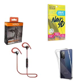 Capinha Samsung A72 Fone Bluetooth E Película De Cerâmica 9D