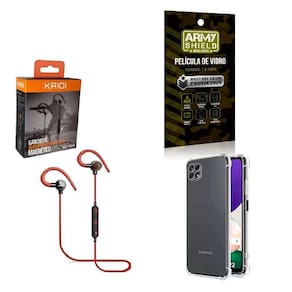 Capinha Samsung A22 5G Fone Bluetooth E Película De Vidro 3D