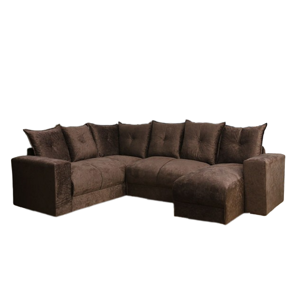 Sofá de Canto 6 lugares Tecido Suede Marrom