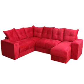 Sofá de Canto 6 lugares Tecido Suede Vermelho