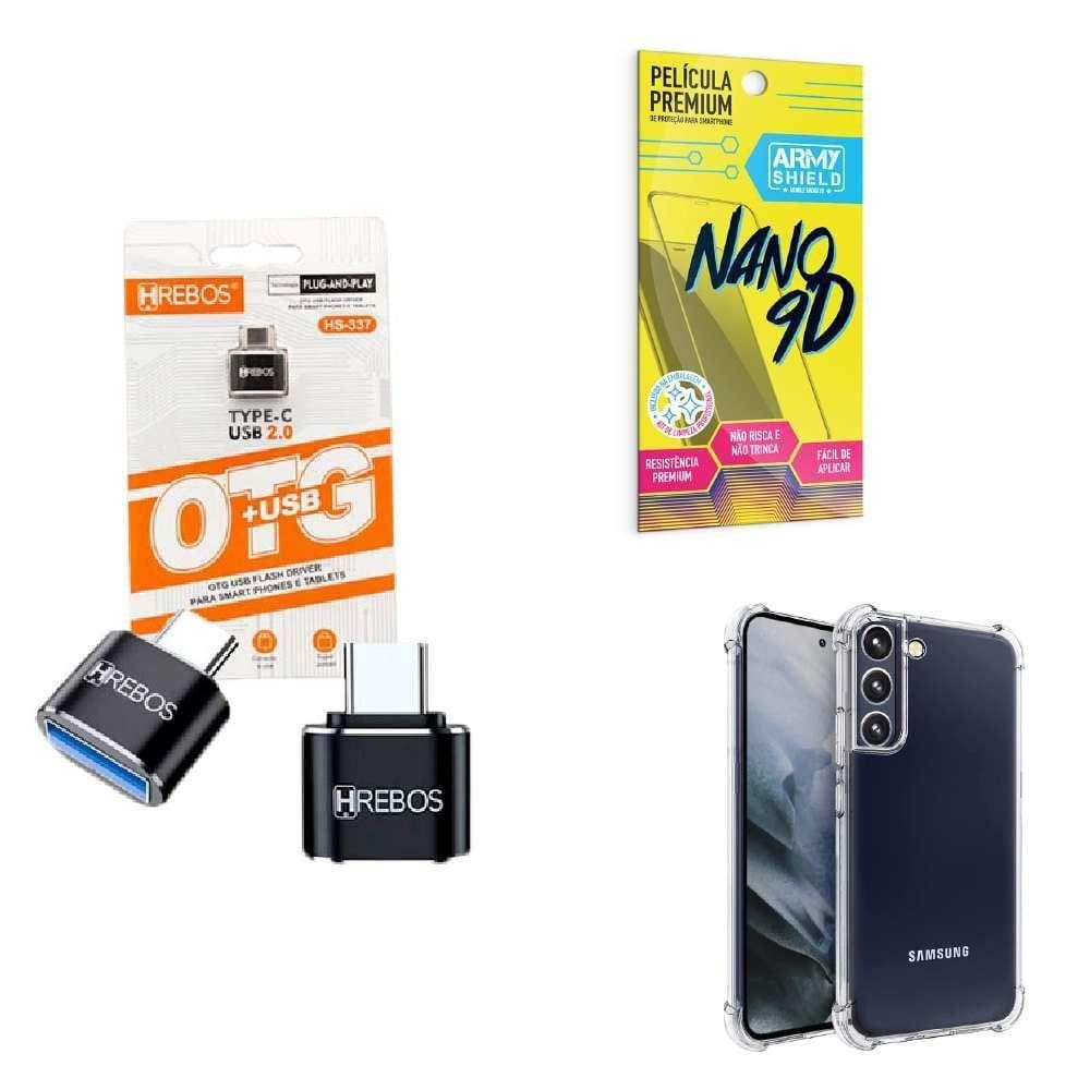 Kit Usb Para Tipo C + Capinha Samsung S22 Plus + Película 9D
