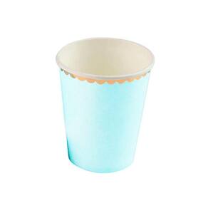 Kit 10 Copos 270Ml Descartáveis De Luxo Papel Branco E Azul
