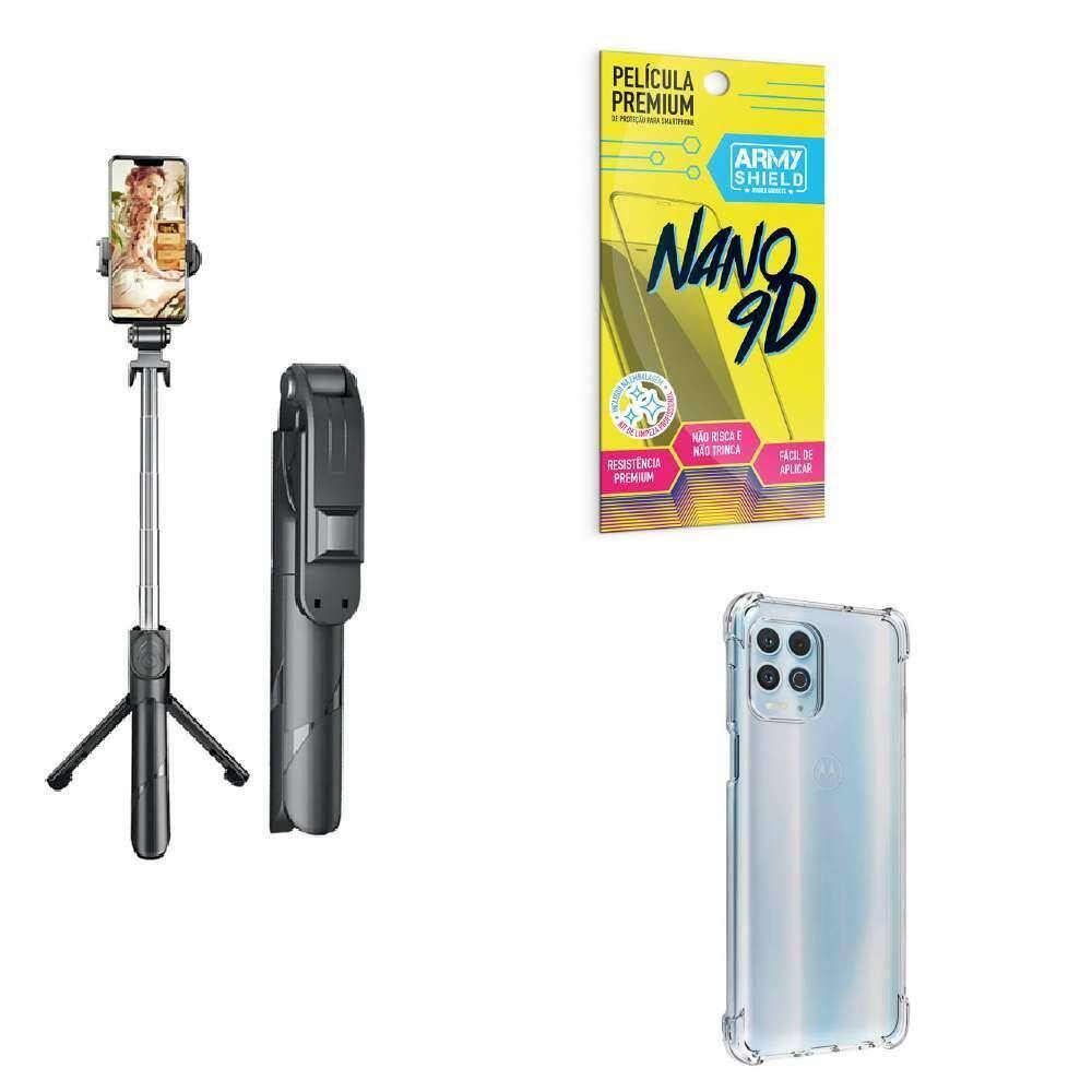 Kit Tripé De Selfie + Capinha Motorola G100 + Película 9D