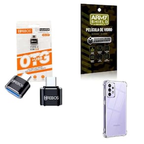 Kit Usb Para Tipo C + Capinha Samsung A52S 5G + Película 3D