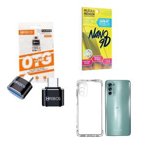 Kit Usb Para Tipo C + Capinha Motorola G62 + Película 9D