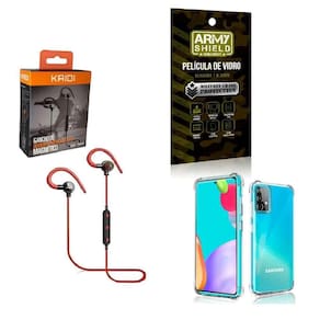 Kit Capinha Samsug A52 Fone Bluetooth E Película De Vidro 3D