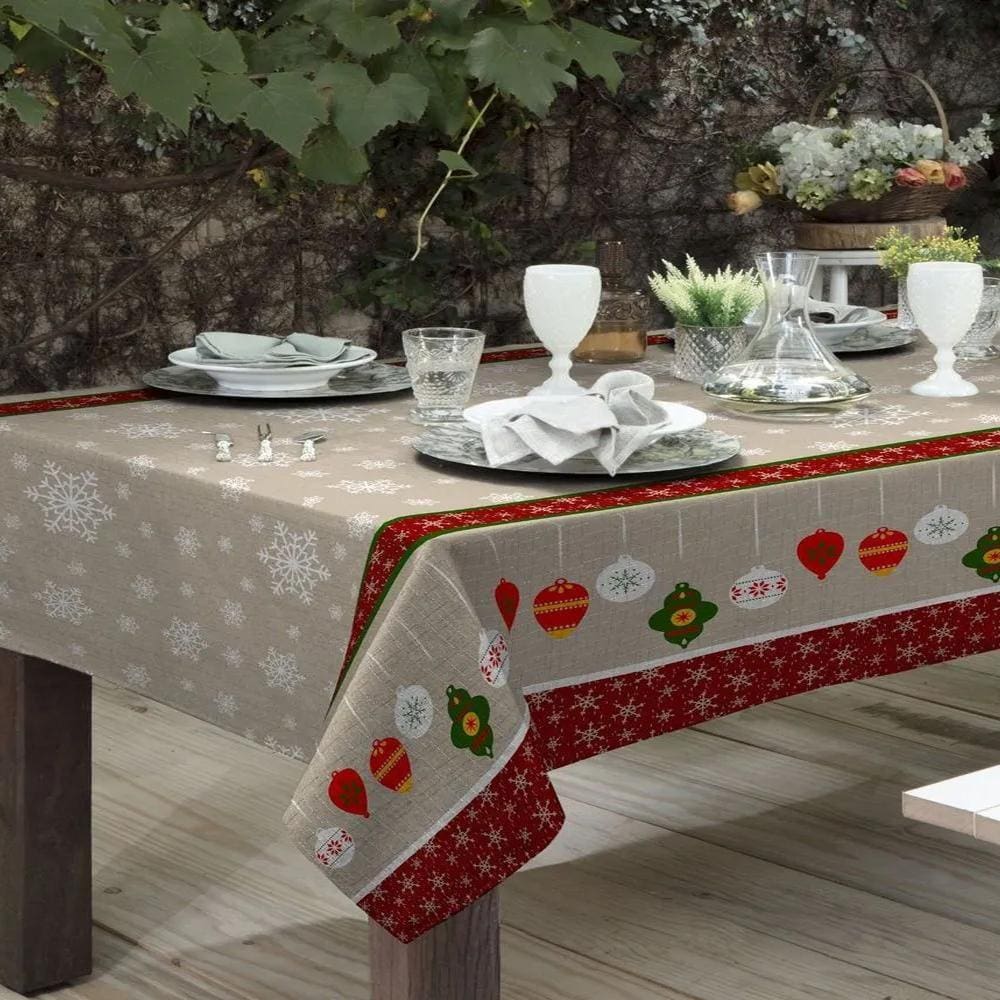 Toalha De Mesa Rústica Raner 1,40X1,40 Enfeites Natalinos