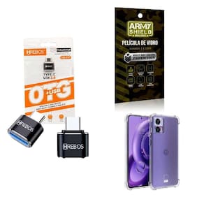Kit Usb Para Tipo C + Capa Motorola Edge30 Neo + Película 3D