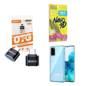 Kit Usb Para Tipo C + Capinha Samsung S20 + Película 9D