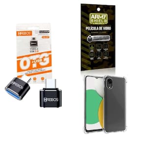 Kit Usb Para Tipo C + Capinha Samsung A03 Core + Película 3D