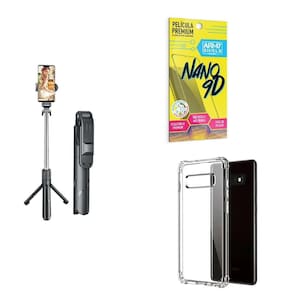 Kit Tripé De Selfie + Capinha Samsung S10 + Película 9D