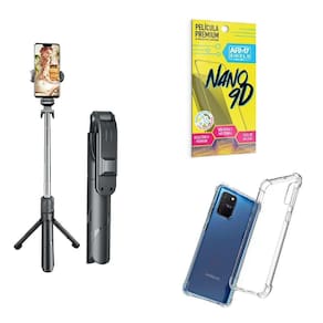 Kit Tripé De Selfie + Capinha Samsung S10 Lite + Película 9D
