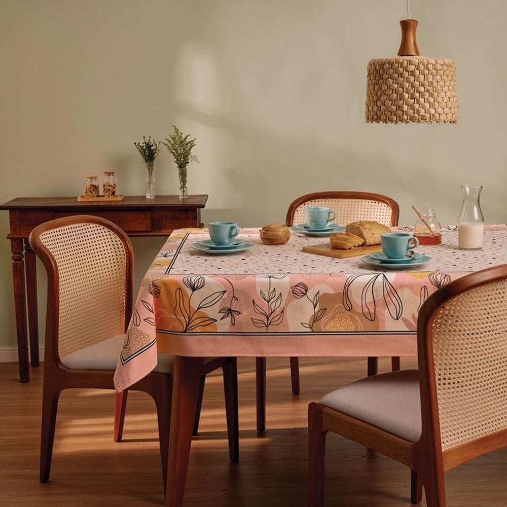 Toalha De Mesa Retangular 6 Lugares 140X220M Coral