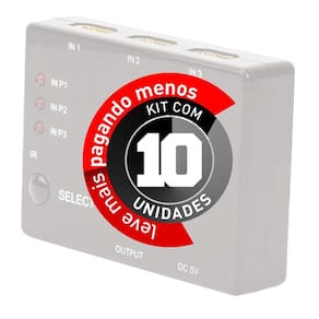 Switch 3X1 Hdmi Full Hd 1080P 3D Com Controle - Kit Com 10
