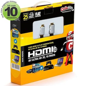 Cabos Hdmi 2.0 Flat Desmontável - 25 Mt Kit 10