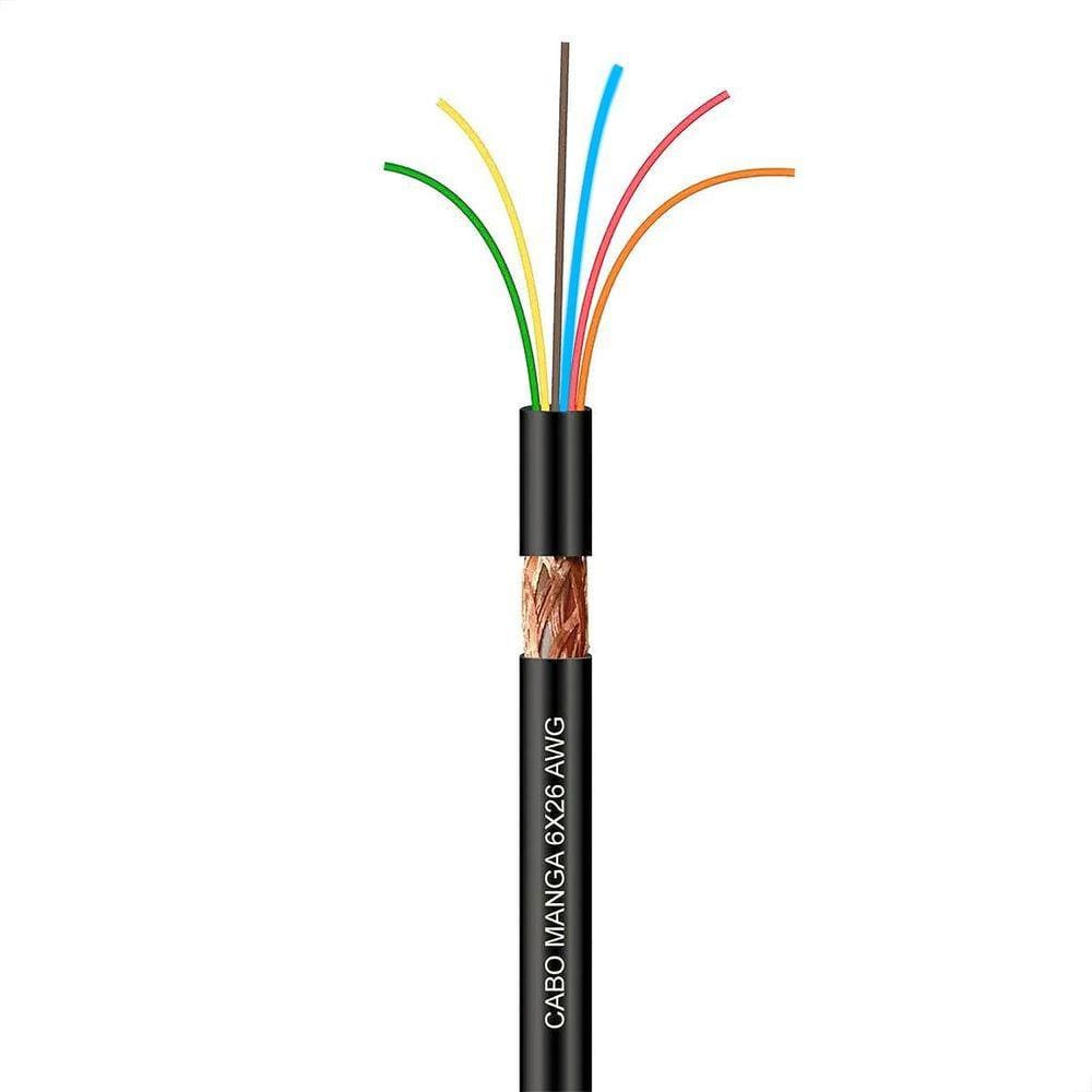 Cabo Manga 6X26 Awg - Com Blindagem Preto - 2 Metros