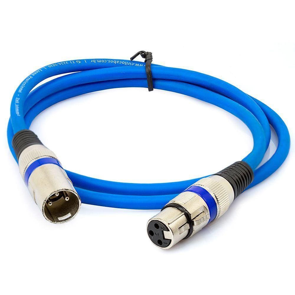 Cabo Canon Macho Para Fêmea Balanceado - Azul - 1 Metro