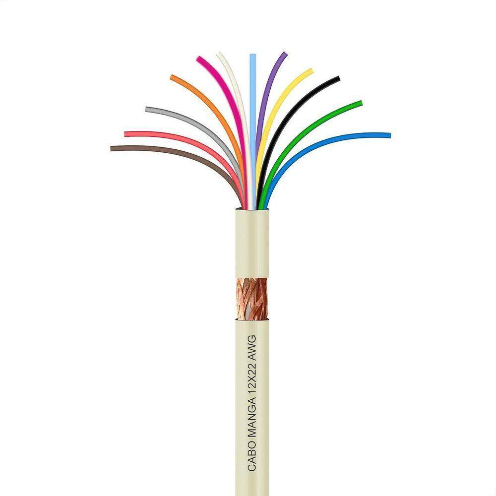 Cabo Manga 12X22 Awg - Com Blindagem Bege - 1 Metro