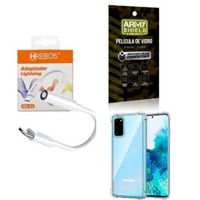 Capinha Samsung S20 + Adaptador P2 Para Tipo C + Película 3D