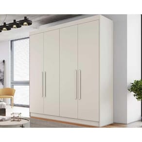 Guarda Roupa Solteiro 3 Gavetas e 4 Portas Nantes Off White - Europa