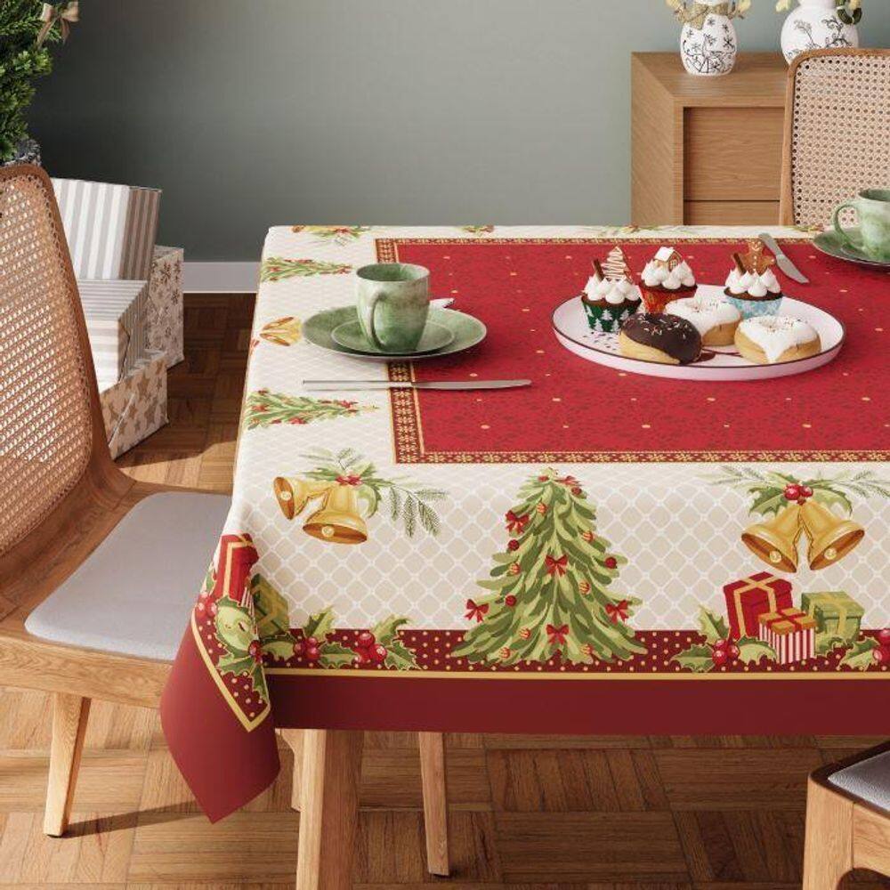 Toalha De Mesa Super Pratica Estampada Natal 1,40 M X 2,20M