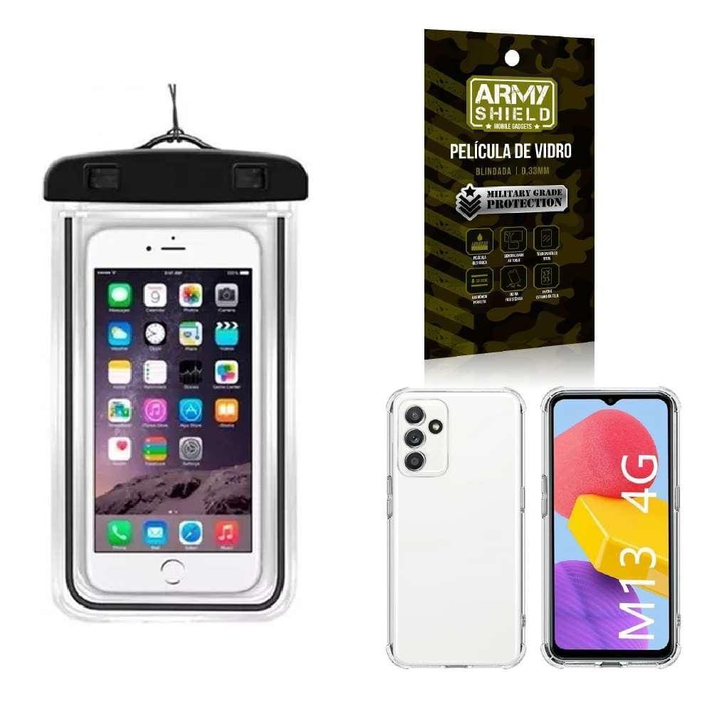 Kit Capa A Prova D`Água M13 + Capa Anti Shock + Película 3D