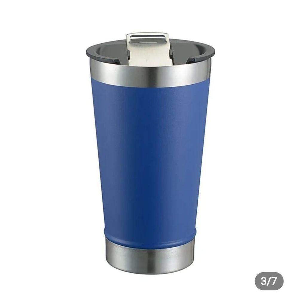 Copo Térmico 473Ml Com Tampa E Abridor Para Cerveja Azul