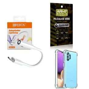 Capa Samsung A32 5G + Adaptador P2 Para Tipo C + Película 3D