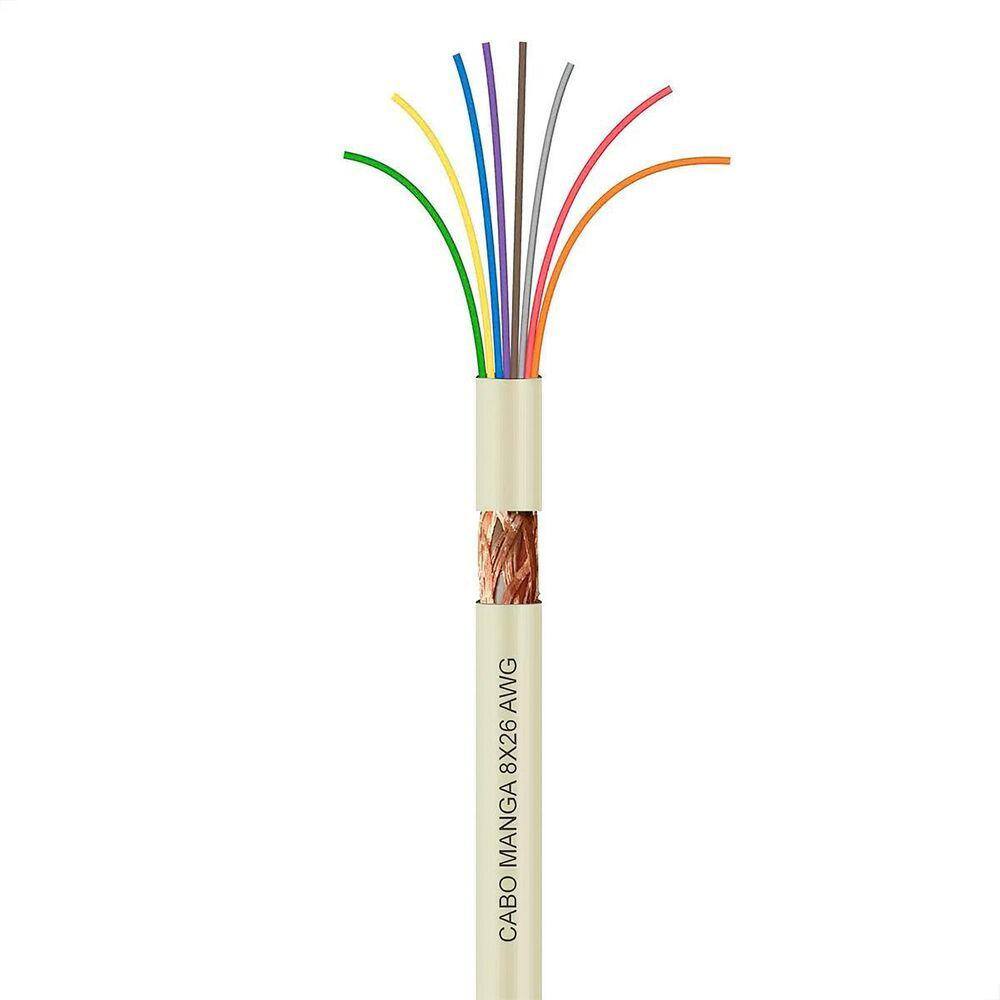 Cabo Manga 8X26 Awg - Com Blindagem Bege - 3 Metros