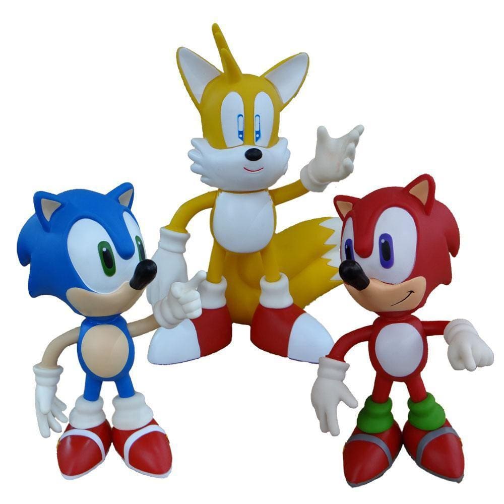 Sonic Azul Sonic Vermelho Tails - 3 Bonecos Grandes