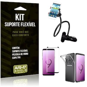 Kit Suporte Flexível Galaxy S9 Suporte+Película+Capa