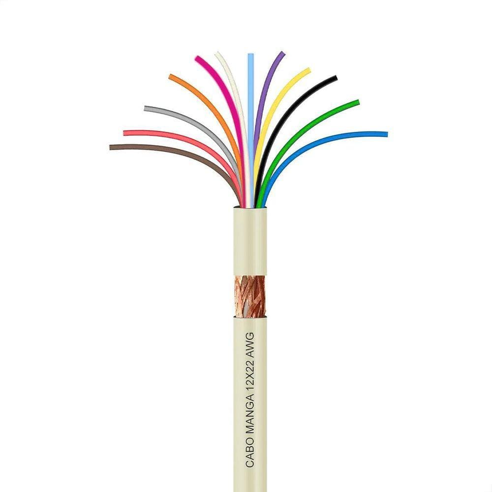 Cabo Manga 12X22 Awg - Com Blindagem Bege - 20 Metros