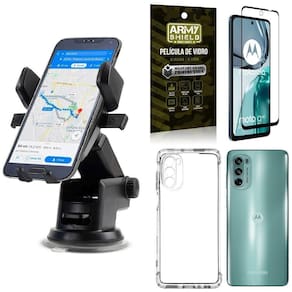 Capa Moto G62 + Suporte Veicular Automático + Película 3D