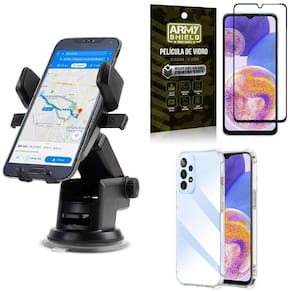 Capa Samsung A23 4G + Suporte Veicular Automático + Película