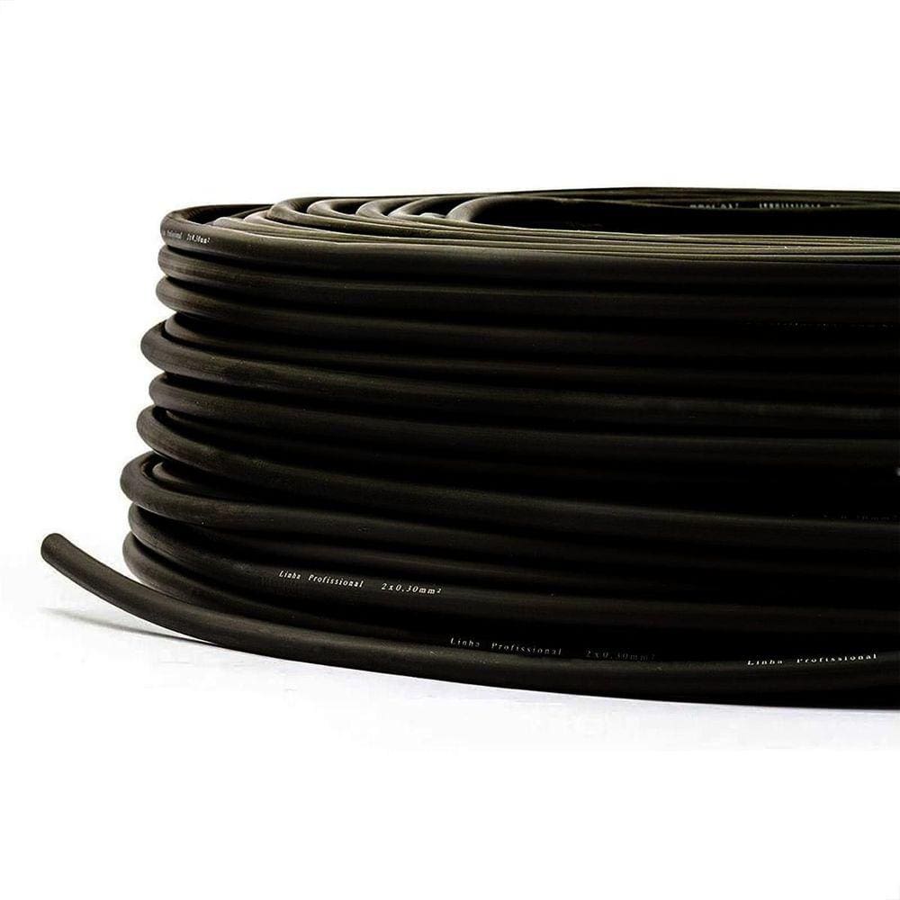Cabo Microfone Linha Profissional 2X0,30Mm, Preto, 20M