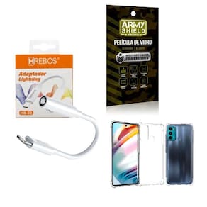 Capa Motorola G60 + Adaptador P2 Para Tipo C + Película 3D