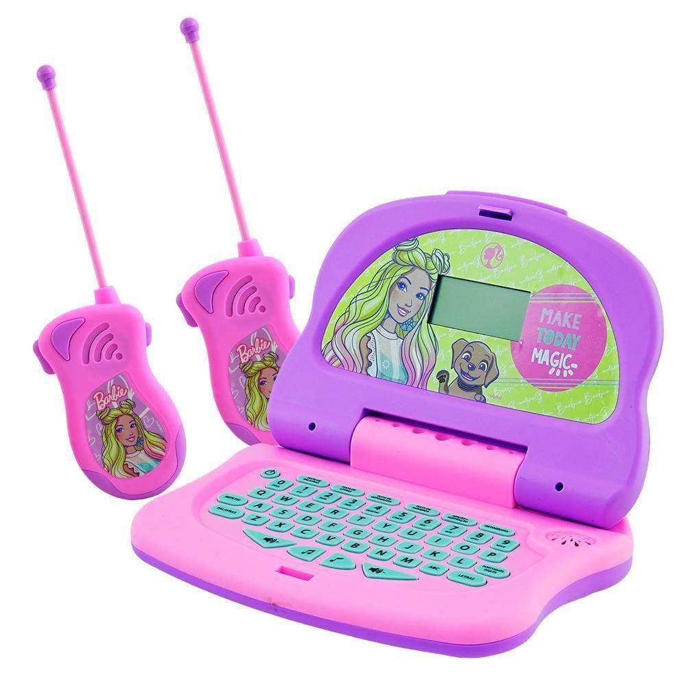 Kit Barbie Laptop - Charm Tech Bilíngue + Walkie Talkie
