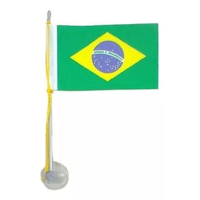 Mini Bandeira do Brasil com Ventosa - Poliéster 5,5x8,5cm