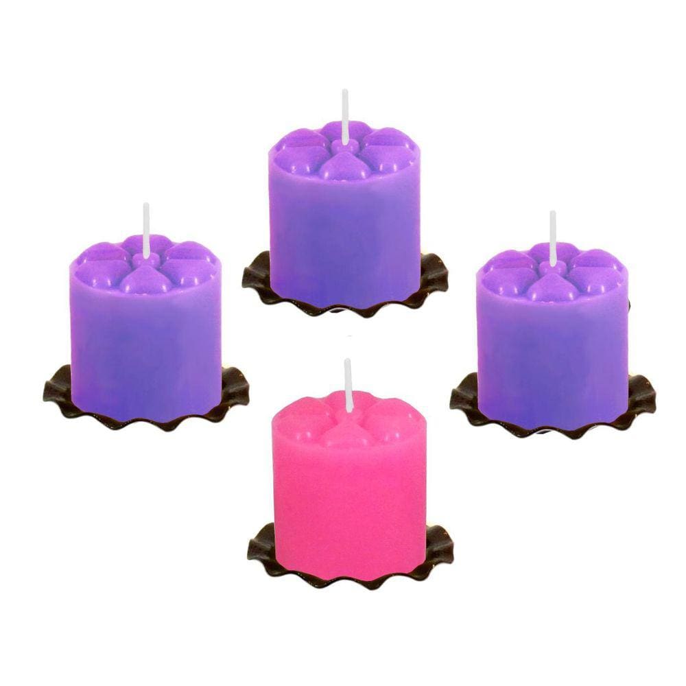 Conjunto Advento 4 Bases Coroa com Vela