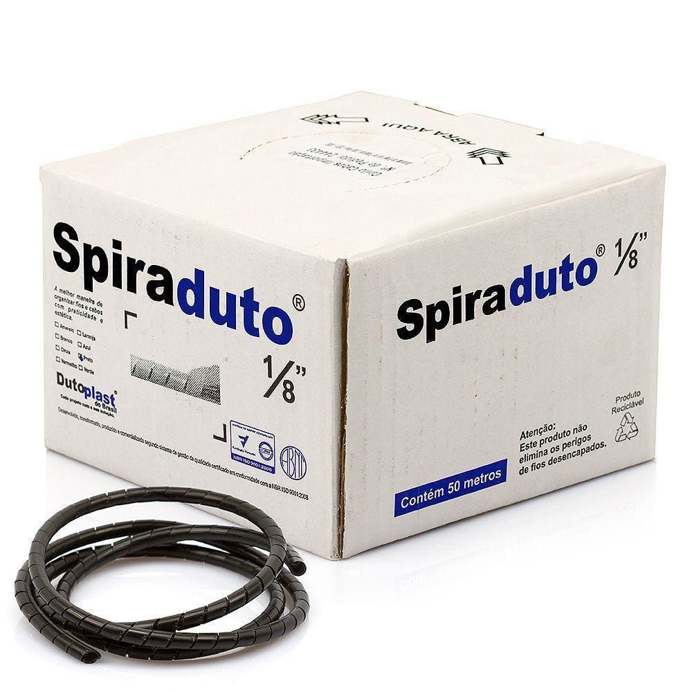 Spiraduto 1/8 Organizador De Cabos - Dutoplast - Preto 5M