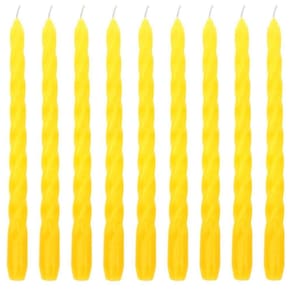 10 Vela Castiçal Torcida 26 Cm Amarela Decoração Comprida