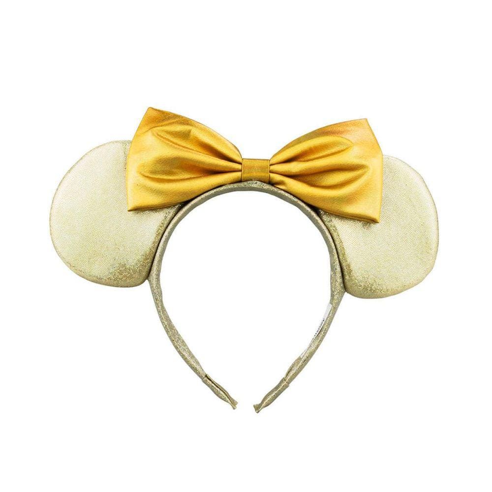 Tiara Dourada Orelhas Laço Minnie 20X25Cm