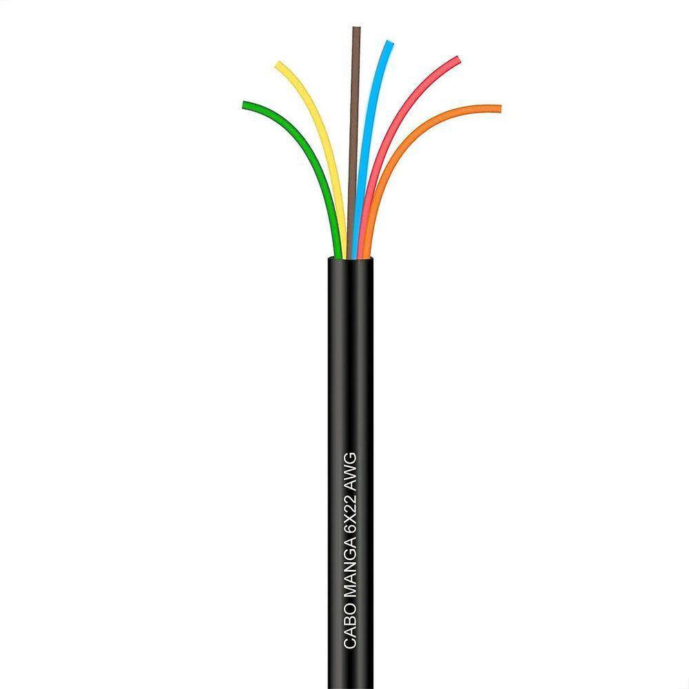 Cabo Manga 6X22 Awg - Sem Blindagem Preto - 40 Metros