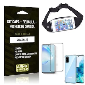 Pochete Galaxy S20+Capinha Anti Impacto+Película Vidro 3D
