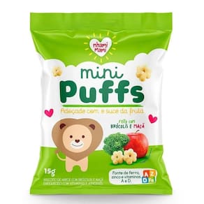 Mini Puffs Snack P/Crianças Brócolis E Maçã 15G -Nhamimami