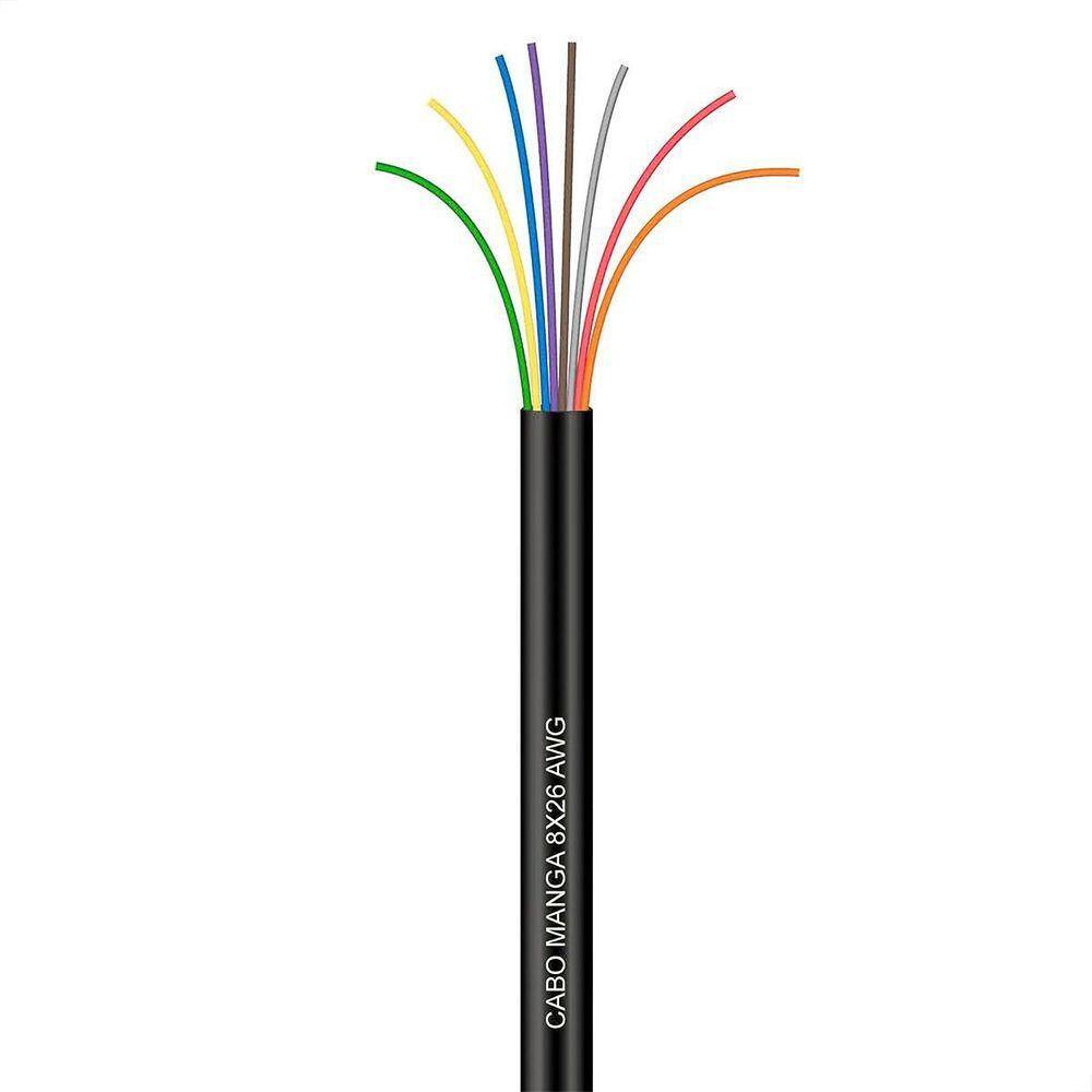 Cabo Manga 8X26 Awg - Sem Blindagem Preto - 3 Metros