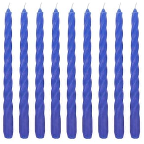 10 Vela Castiçal Torcida 26 Cm Azul Marinho Comprida