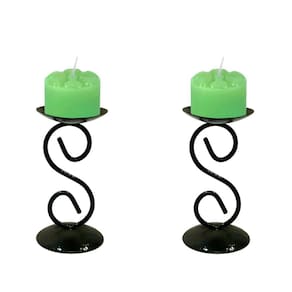 2 Castiçal 1 S Com Vela Verde Mesa Decoração Candelabro
