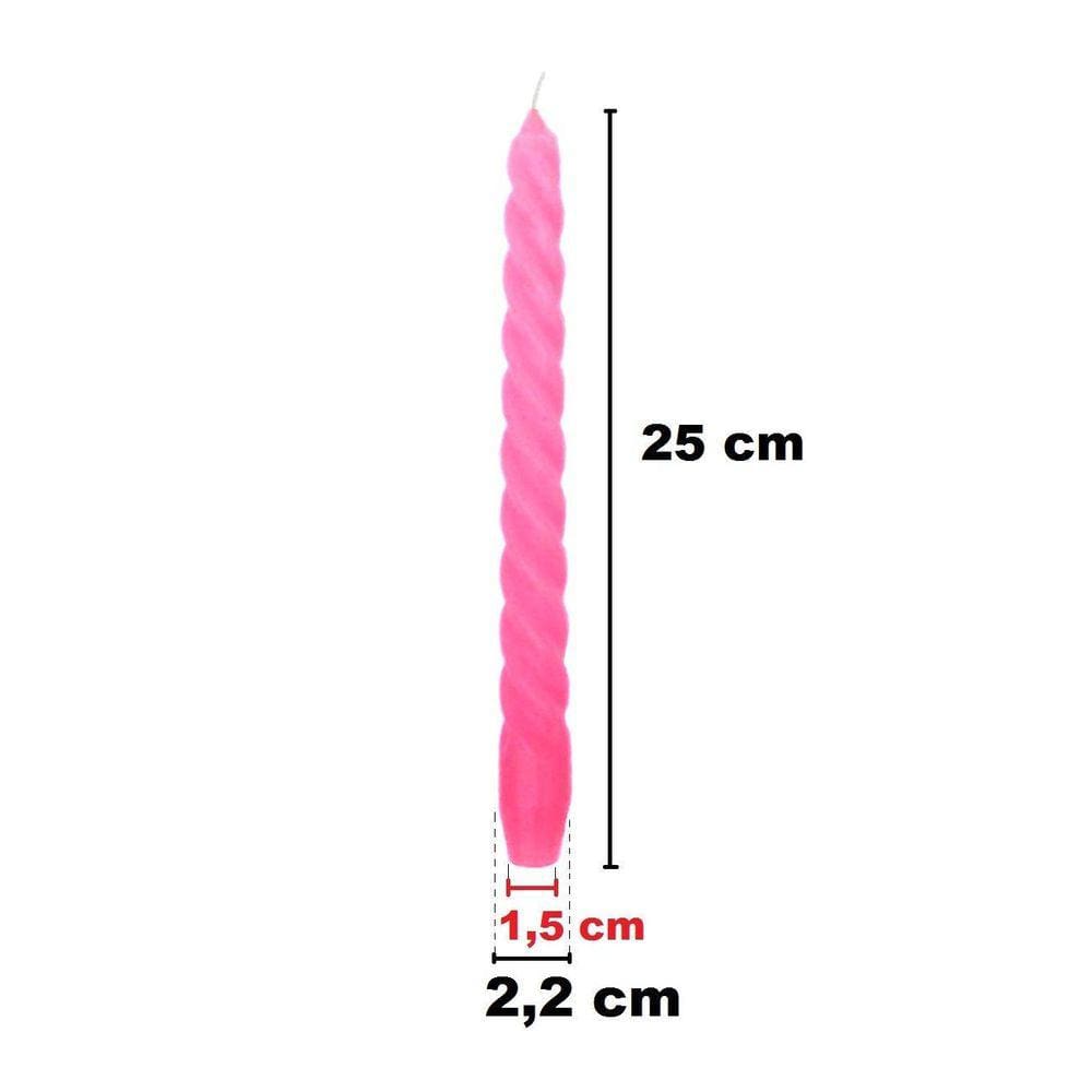 10 Vela Torcida 25 Cm Rosa Decoração Festa Casamento