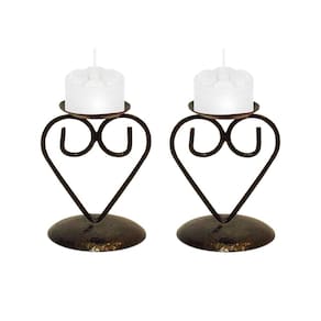 2 Castiçal Coração 12 Cm Vela Branca Dia Dos Namorados